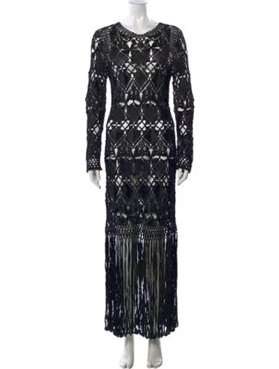 Pre-owned Zimmermann Lace Pattern Long Dress In Black
