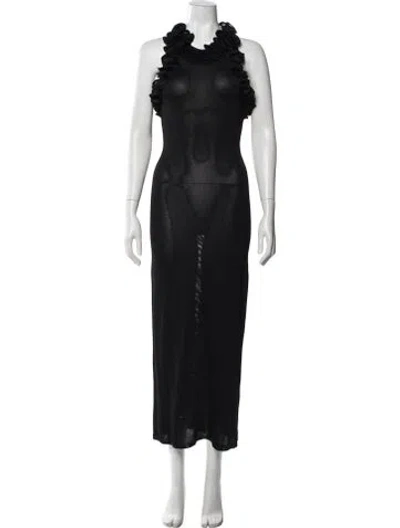 Pre-owned Zimmermann Lace Pattern Long Dress In Black