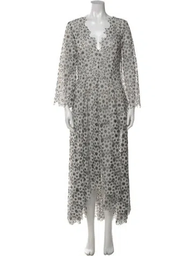 Pre-owned Zimmermann Lace Pattern Long Dress In Gray