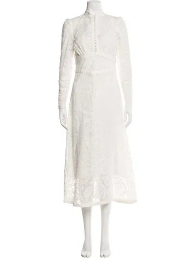 Pre-owned Zimmermann Lace Pattern Long Dress In Neutral