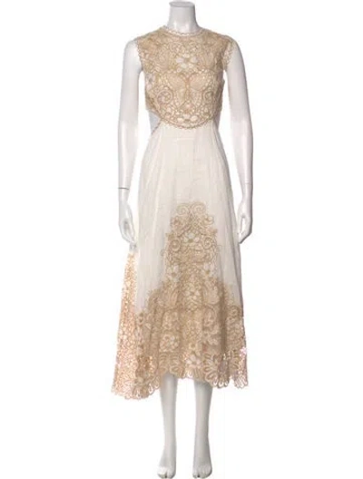 Pre-owned Zimmermann Lace Pattern Long Dress In Neutral
