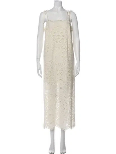 Pre-owned Zimmermann Lace Pattern Long Dress In Neutral