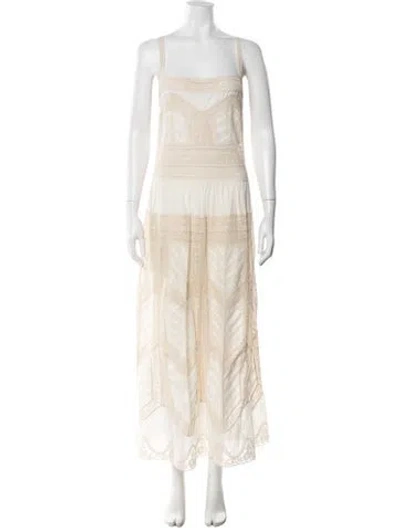 Pre-owned Zimmermann Lace Pattern Long Dress In Neutral