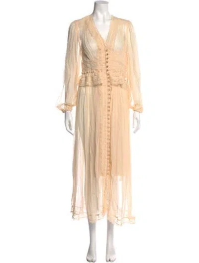 Pre-owned Zimmermann Lace Pattern Long Dress In Neutral