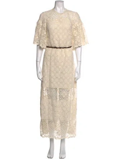 Pre-owned Zimmermann Lace Pattern Long Dress In Neutrals