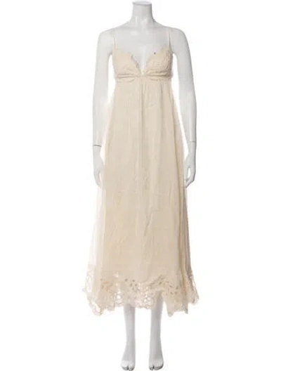 Pre-owned Zimmermann Lace Pattern Long Dress In Neutrals