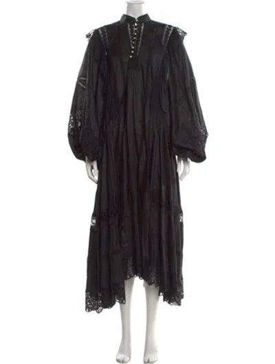 Pre-owned Zimmermann Lace Pattern Long Dress W/ Tags In Black