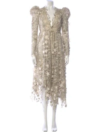 Pre-owned Zimmermann Lace Pattern Long Dress W/ Tags In Neutral
