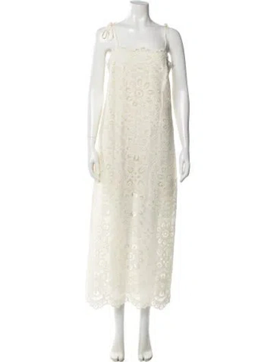 Pre-owned Zimmermann Lace Pattern Long Dress W/ Tags In Neutral