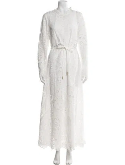 Pre-owned Zimmermann Lace Pattern Long Dress W/ Tags In White