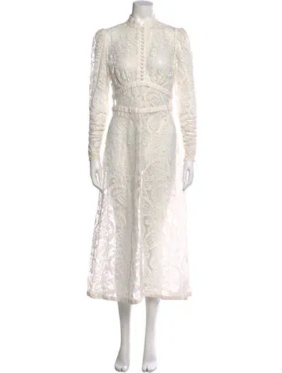 Pre-owned Zimmermann Lace Pattern Long Dress In White
