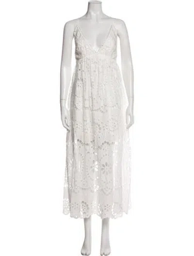 Pre-owned Zimmermann Lace Pattern Long Dress In White