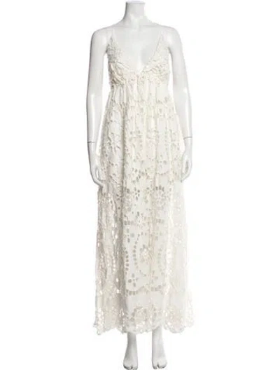 Pre-owned Zimmermann Lace Pattern Long Dress In White