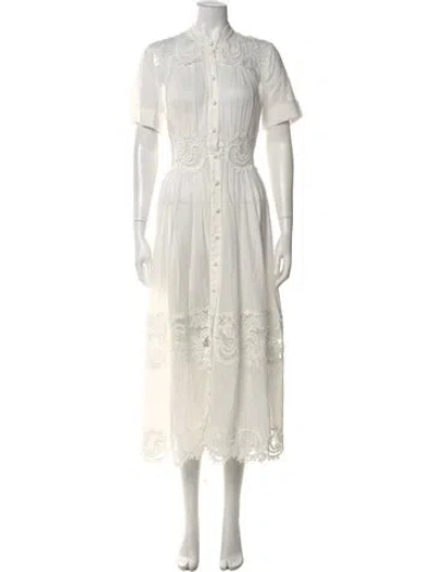 Pre-owned Zimmermann Lace Pattern Long Dress In White