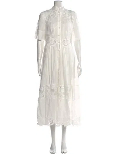 Pre-owned Zimmermann Lace Pattern Long Dress In White