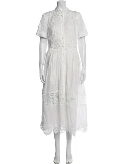 Pre-owned Zimmermann Lace Pattern Long Dress In White