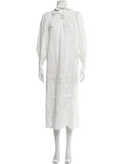 Pre-owned Zimmermann Lace Pattern Long Dress In White