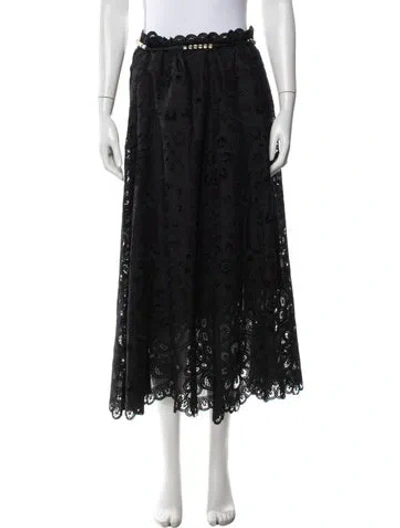 Pre-owned Zimmermann Lace Pattern Long Skirt In Black
