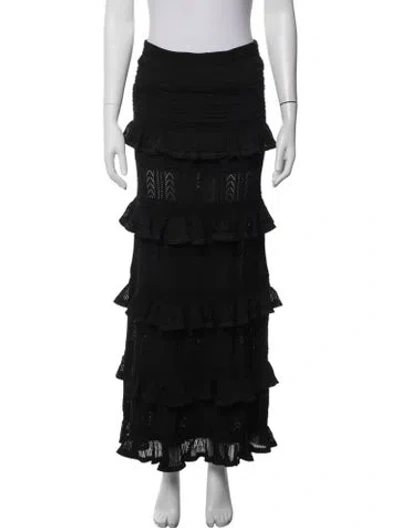 Pre-owned Zimmermann Lace Pattern Long Skirt In Black