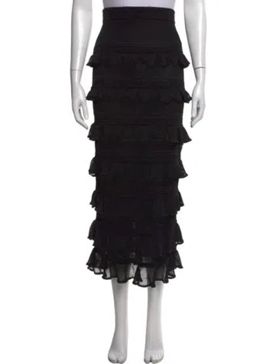 Pre-owned Zimmermann Lace Pattern Long Skirt In Black