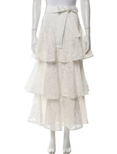 Pre-owned Zimmermann Lace Pattern Long Skirt In Neutral