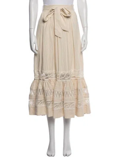 Pre-owned Zimmermann Lace Pattern Long Skirt In Neutral