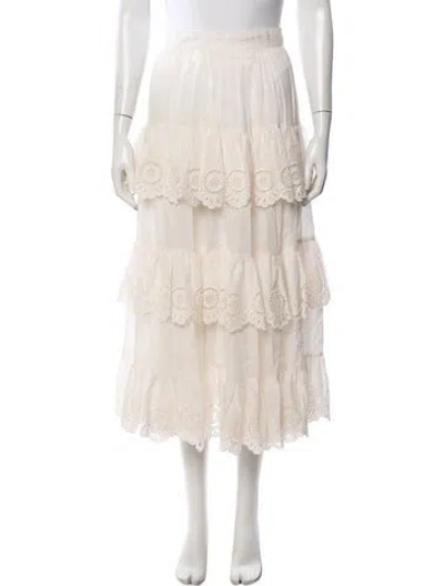 Pre-owned Zimmermann Lace Pattern Long Skirt W/ Tags In Neutral