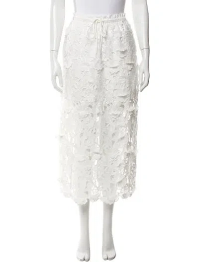 Pre-owned Zimmermann Lace Pattern Long Skirt In White