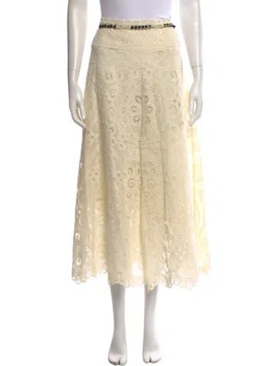 Pre-owned Zimmermann Lace Pattern Long Skirt In White