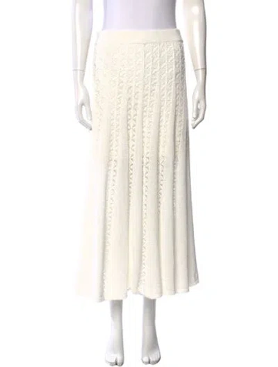 Pre-owned Zimmermann Lace Pattern Long Skirt In White