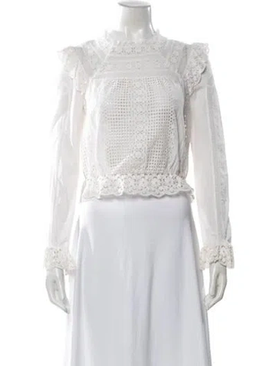 Pre-owned Zimmermann Lace Pattern Long Sleeve Blouse In Neutral