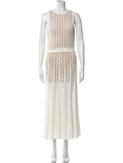 Pre-owned Zimmermann Lace Pattern Mesh Accents Skirt Suit In Neutrals