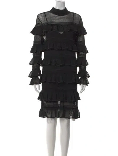 Pre-owned Zimmermann Lace Pattern Midi Length Dress In Black