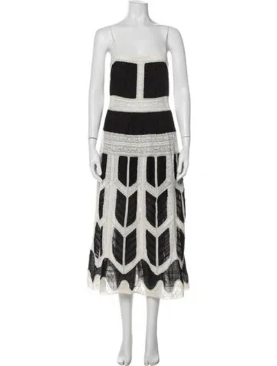 Pre-owned Zimmermann Lace Pattern Midi Length Dress In Black
