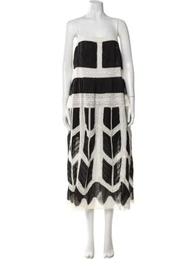 Pre-owned Zimmermann Lace Pattern Midi Length Dress In Black/neutrals