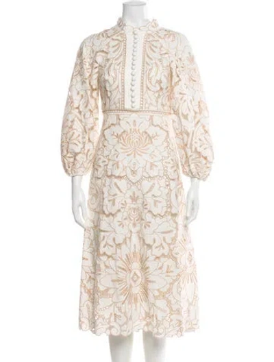 Pre-owned Zimmermann Lace Pattern Midi Length Dress In Neutral