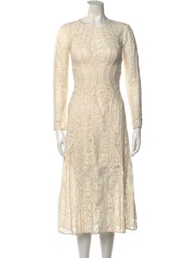Pre-owned Zimmermann Lace Pattern Midi Length Dress In Neutral