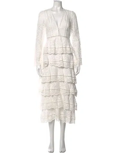 Pre-owned Zimmermann Lace Pattern Midi Length Dress In Neutrals