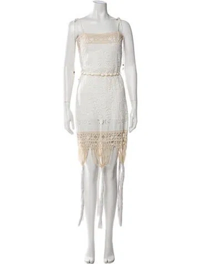 Pre-owned Zimmermann Lace Pattern Midi Length Dress W/ Tags In Neutral