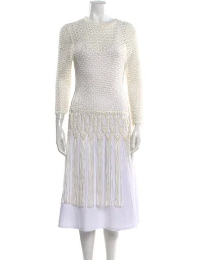 Pre-owned Zimmermann Lace Pattern Midi Length Dress In White