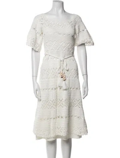 Pre-owned Zimmermann Lace Pattern Midi Length Dress In White
