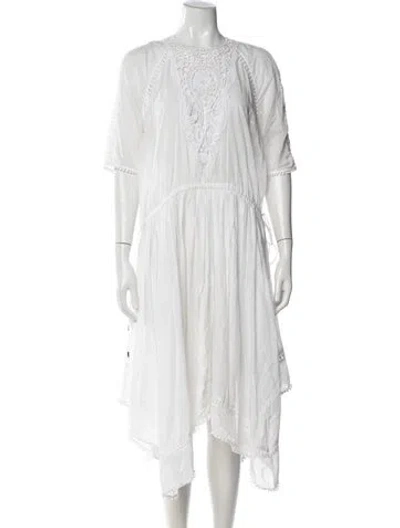 Pre-owned Zimmermann Lace Pattern Midi Length Dress In White