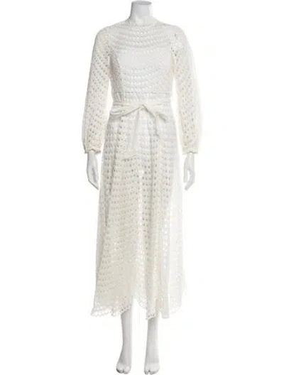 Pre-owned Zimmermann Lace Pattern Midi Length Dress In White