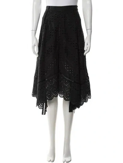 Pre-owned Zimmermann Lace Pattern Midi Length Skirt In Black