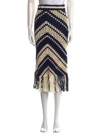 Pre-owned Zimmermann Lace Pattern Midi Length Skirt In Blue