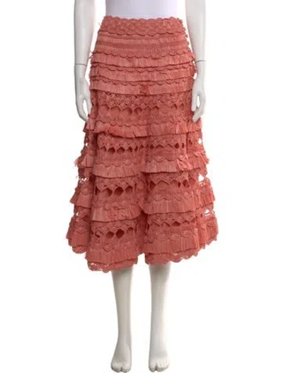 Pre-owned Zimmermann Lace Pattern Midi Length Skirt In Neutral