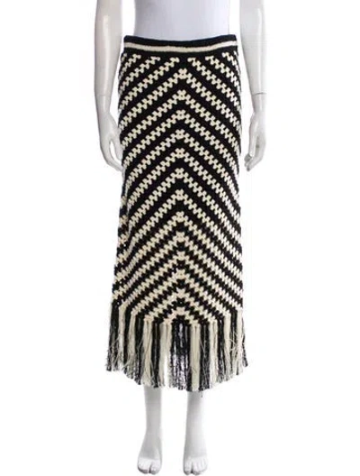 Pre-owned Zimmermann Lace Pattern Midi Length Skirt W/ Tags In Black