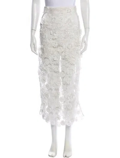 Pre-owned Zimmermann Lace Pattern Midi Length Skirt In White