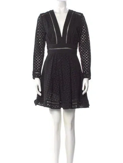 Pre-owned Zimmermann Lace Pattern Mini Dress In Black