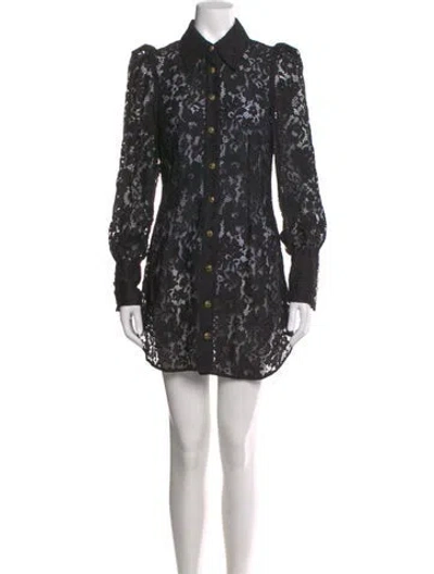 Pre-owned Zimmermann Lace Pattern Mini Dress In Black